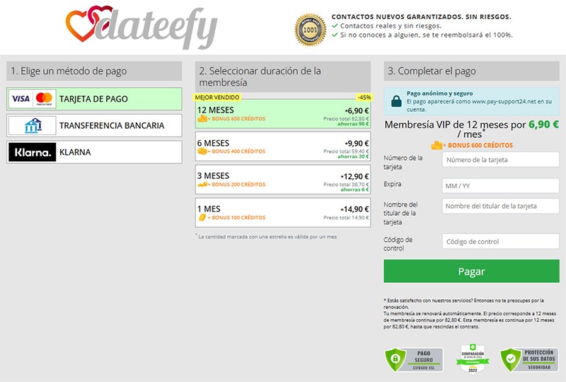 Membresía y Suscripción en Dateefy